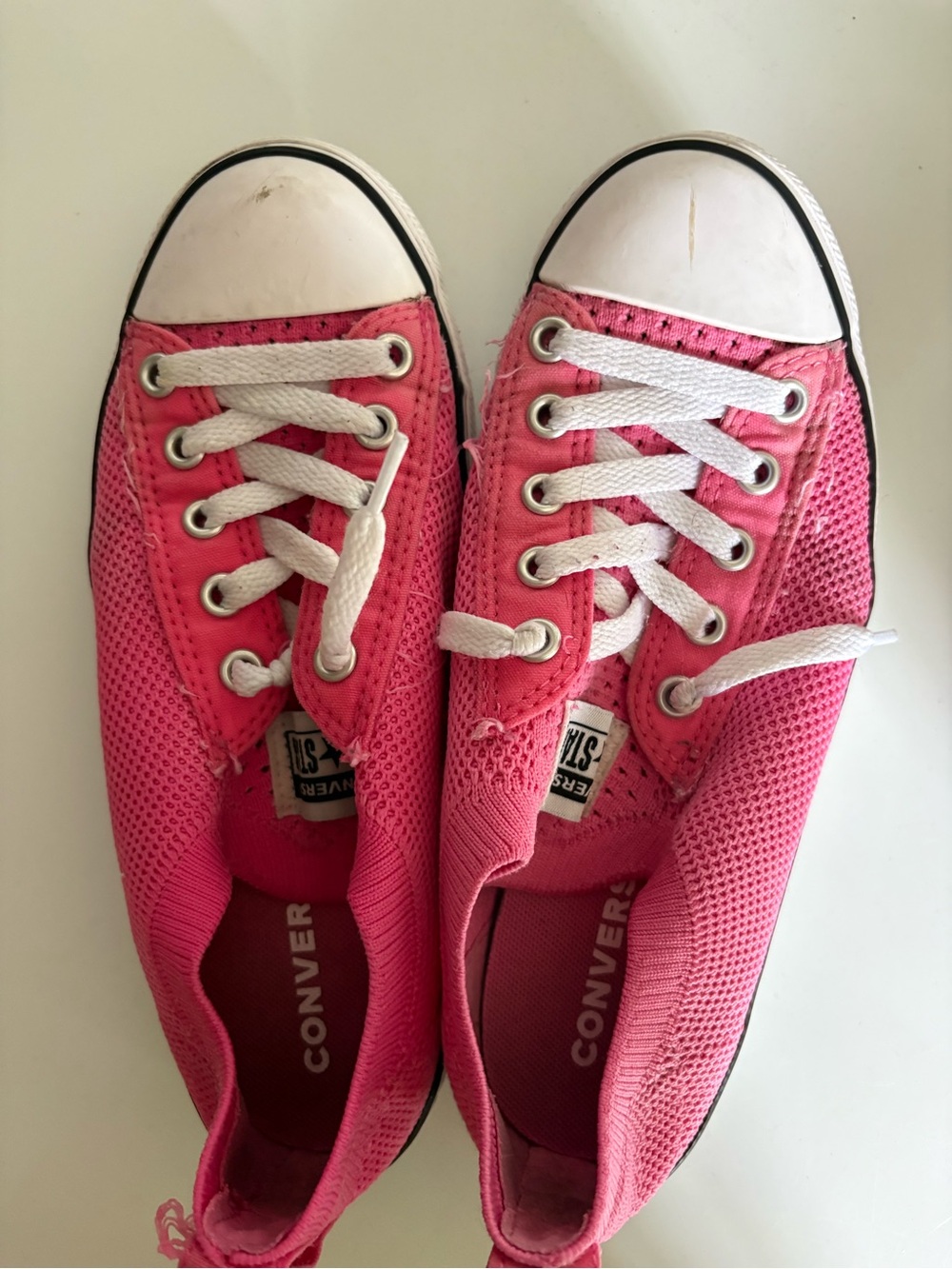 Converse Kids Pink Low-Top Mesh Sneakers with White Toe Caps